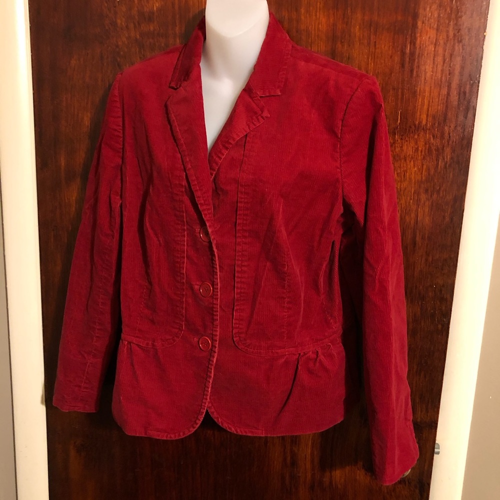 Talbots lined red corduroy jacket 16 side pockets